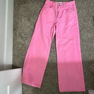 Zara Pink Flare Wide Leg Jeans